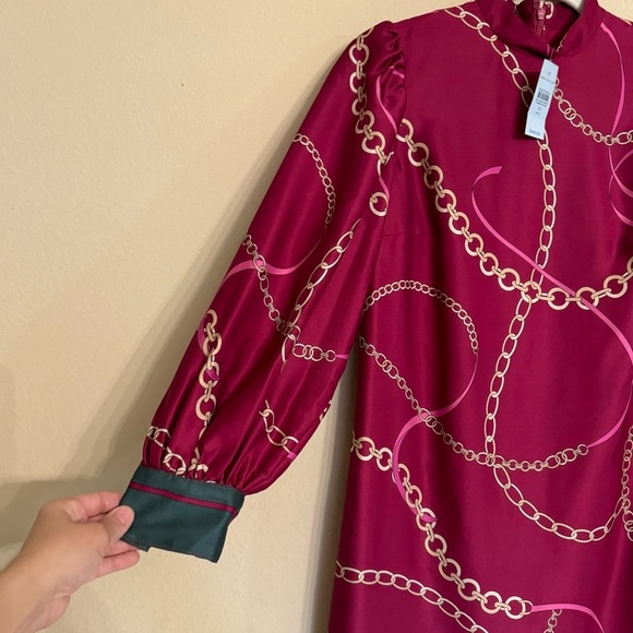 ANN TAYLOR CHAIN PRINT MOCK NECK SHIFT DRESS SZ XS - Picture 5 of 16